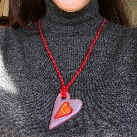 Pink pearl double heart necklace - Picture 6 of 6